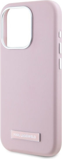 Karl Lagerfeld Fw Metal Plate Magsafe Umschlag Rückseite Kunststoff / Silikon / Leder Rosa (iPhone 15 Pro Max)