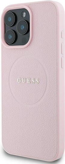 Guess Grained Ring Magsafe Back Cover Πλαστικό / Σιλικόνης / Δερμάτινο Ροζ (iPhone 16 Pro)