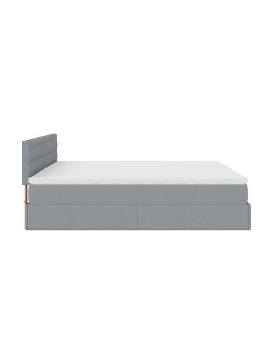 Doppelbett Bezogen mit Stoff Hellgrau mit Lattenrost & Matratze 160x200cm