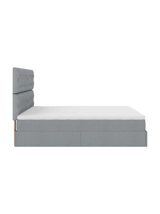 Doppelbett Mit Stoffbezogenem Hellgrauem mit Lattenrost & Matratze 160x200cm