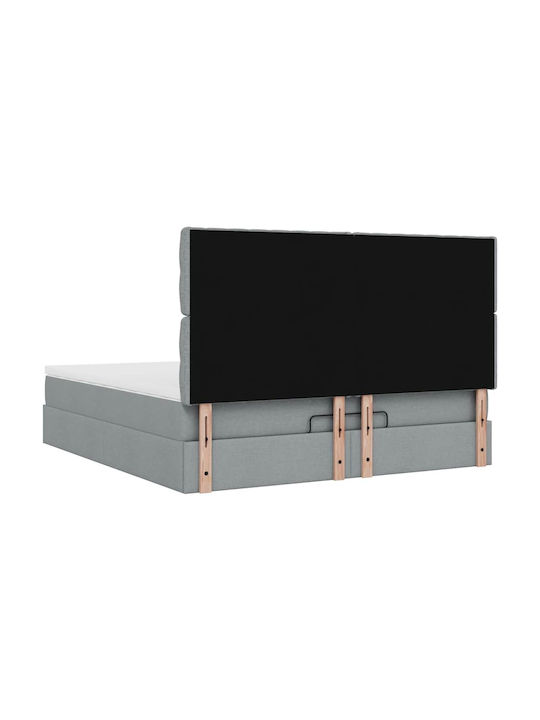 Doppelbett Mit Stoffbezogenem Hellgrauem mit Lattenrost & Matratze 160x200cm