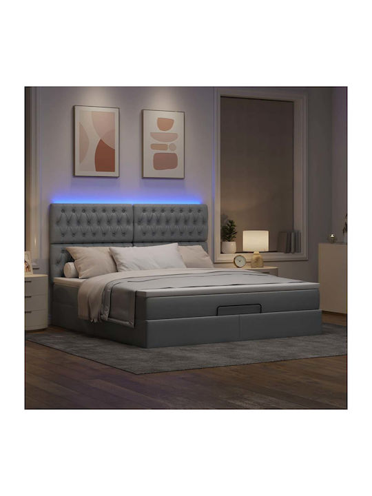 Doppelbett Mit Stoffbezogenem Hellgrauem mit Lattenrost & Matratze 160x200cm