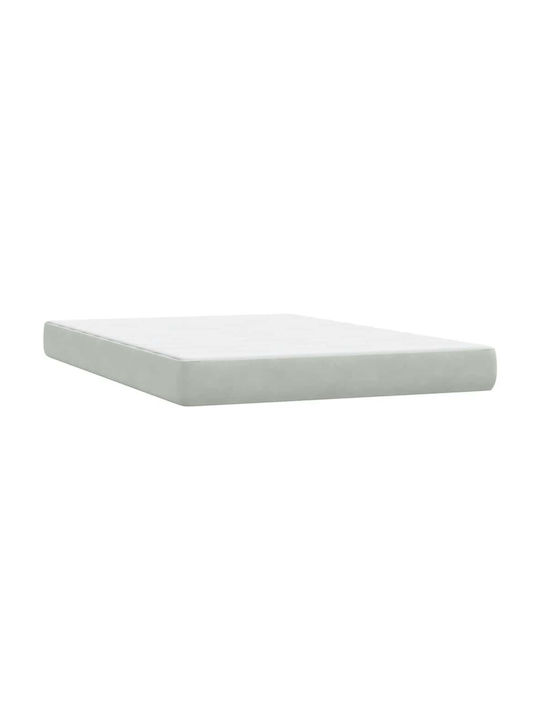 Double Bed Upholstered with Fabric Light Gray with Slats and Mattress 160x210cm