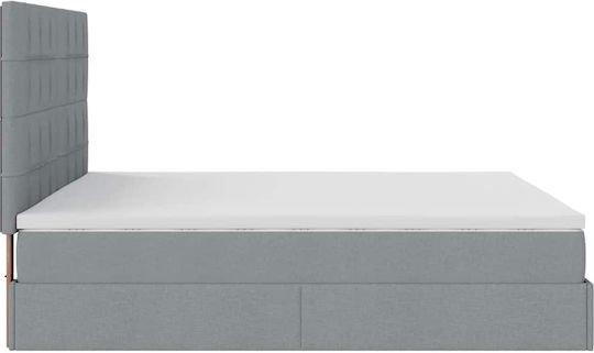Double Bed Upholstered with Fabric Light Gray with Slats and Mattress 160x200cm 3313168