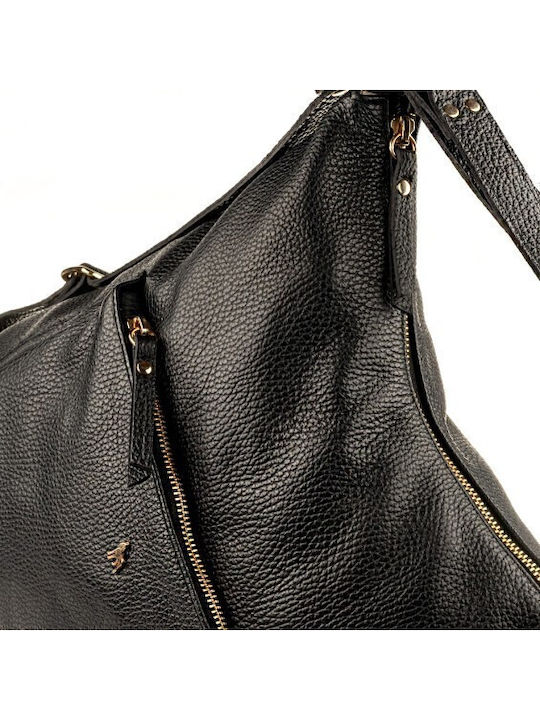 Leder Damentasche Schultertasche Schwarz