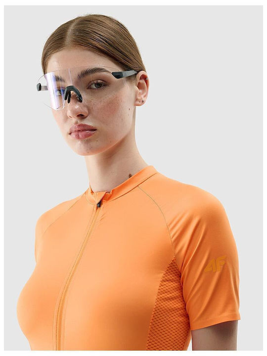 Cycling Women's Athletic Blouse Short Sleeve Fast Drying Orange
