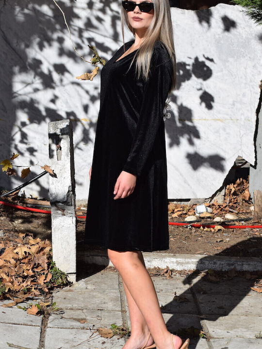 Rochie de Seara Catifelată Negru
