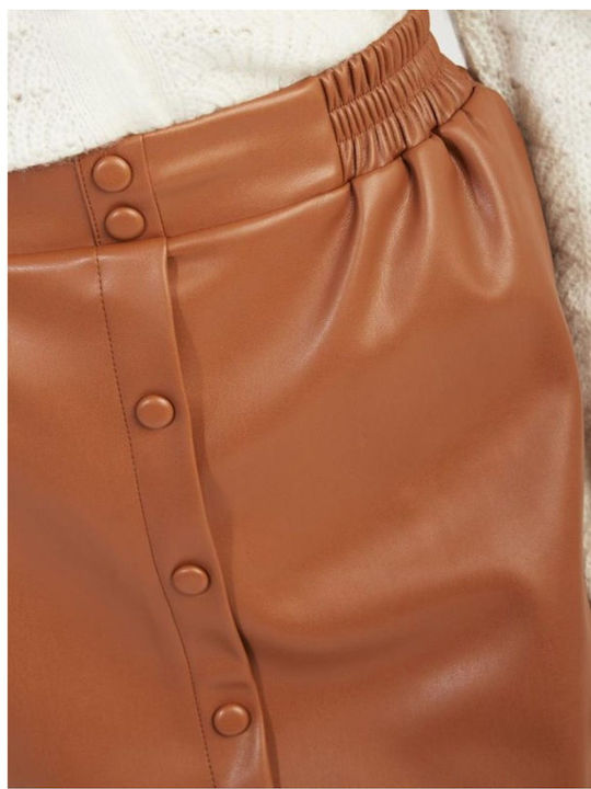 Naf Naf Leather Skirt Brown