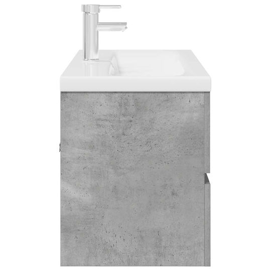vidaXL Waschtisch mit Waschbecken L100xB45xH38.5cm Grey Concrete