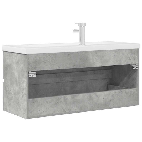 vidaXL Waschtisch mit Waschbecken L100xB45xH38.5cm Grey Concrete