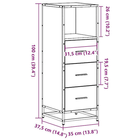 vidaXL Cabinet de baie L35xA37.5xÎ100cm Sonoma