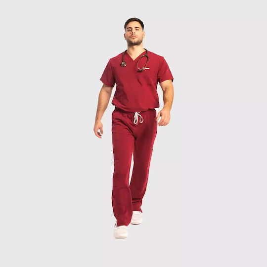 Dr. Scrub Men's Burgundy Medical Blouse