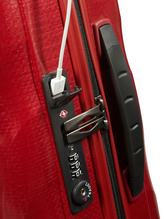 Samsonite C-LITE Cabin Hard Suitcase Blue Red with 4 Wheels Height 55cm