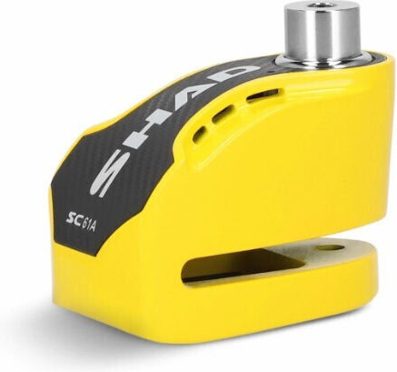 Shad Motorcycle Disc Brake Lock with Alarm & 6mm Pin in Yellow