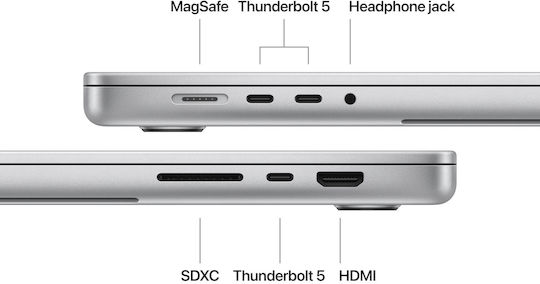 Apple MacBook Pro (2024) 16.2" Retina Display 120Hz (M4 Pro-14-Core/24GB/1TB SSD/20-Core GPU) Сребрист (GR клавиатура)