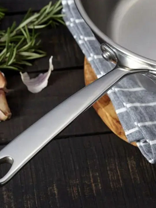 Stellar Eclipse Deep Frying Pan Stainless Steel Aluminum 24 Cm Silver