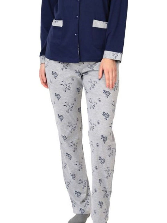 Tres Chic Winter Damen Pyjama-Set Blue