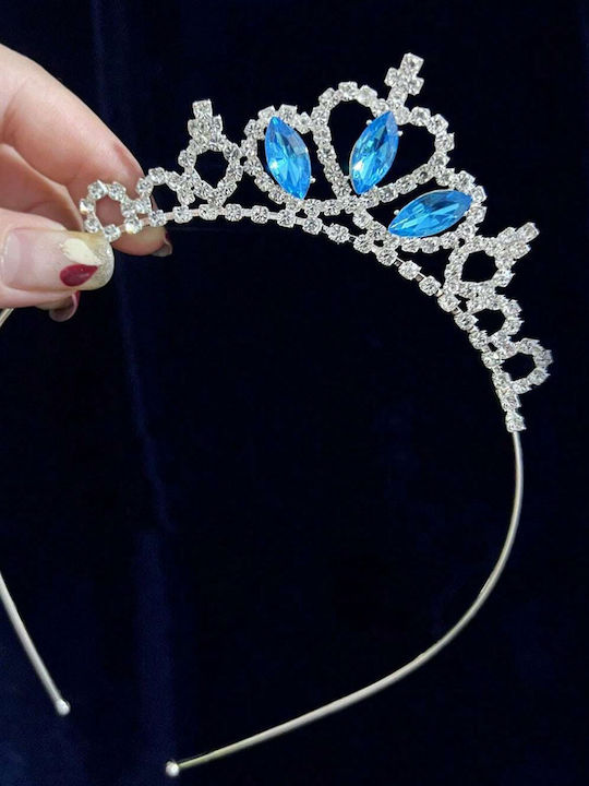 Επίσημη Υπέρλαμπρη Πριγκιπική Τιάρα/στέμμα-κορώνα Φανταχτερά Στρας Διαμαντάκια Μπλε Ασημί Επίσημη Υπέρλαμπρη Πριγκιπική Τιάρα/στέμμα-κορώνα Φανταχτερά Στρας Διαμαντάκια Μπλε Ασημί