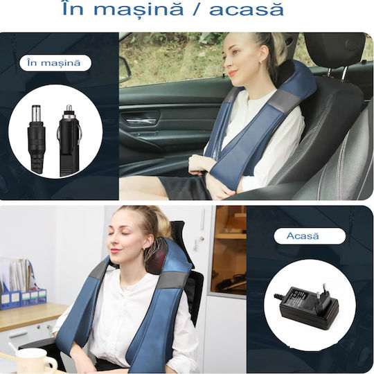 King Pernă de masaj Shiatsu pentru gât, talie, spate, picioare & corp cu infraroșii Albastru