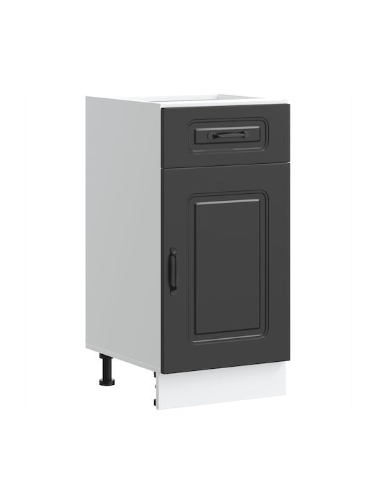 Kalmar Black Processed Wood Kitchen Base Cabinet Black 40 X 46 X 81.5 Cm