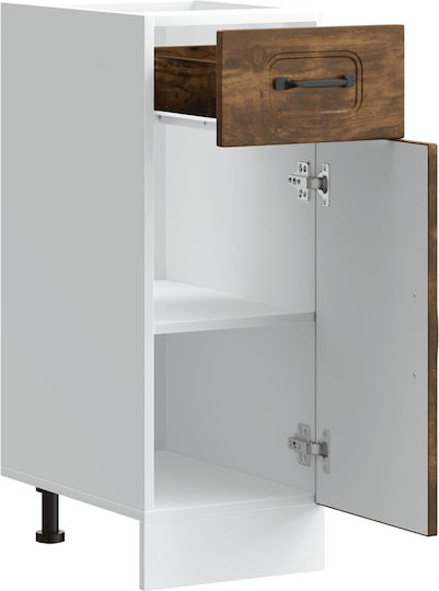 Kalmar Smoked Oak Processed Wood Brown Kitchen Base Cabinet 30 X 46 X 81.5 Cm