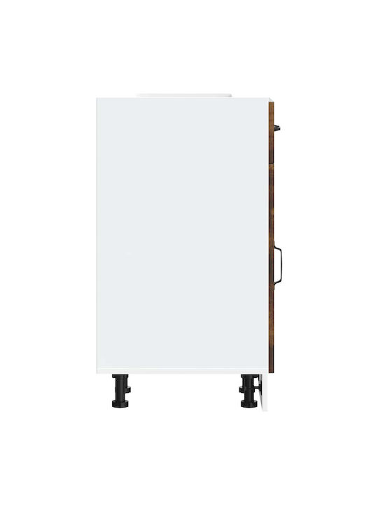 Kalmar Smoked Oak Processed Wood Brown Kitchen Base Cabinet 30 X 46 X 81.5 Cm