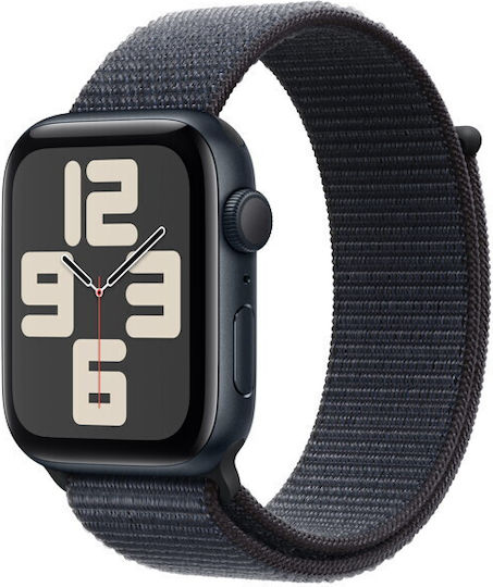 Apple Watch SE 2024 Aluminium 44mm Αδιάβροχο με Παλμογράφο (Midnight με Ink Sport Loop)