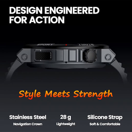 Zeblaze Ares 3 Plus 46mm Smartwatch με Παλμογράφο (Μαύρο)