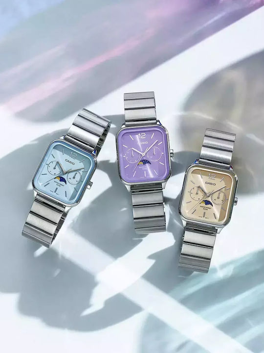 Casio Classic Women's Watch Chronograph with Purple Metal Bracelet
