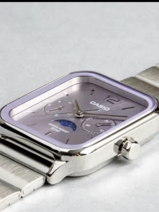 Casio Classic Women's Watch Chronograph with Purple Metal Bracelet