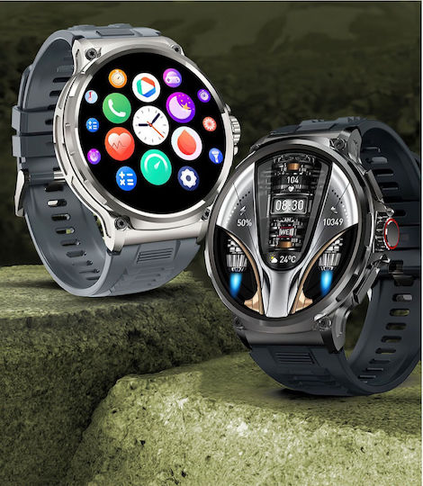 Colmi V69 Aluminium 53mm Smartwatch mit Herzfrequenzsensoren (Silber - Große)