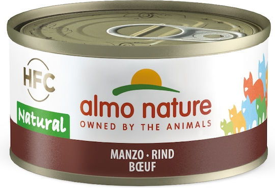Almo Nature HFC Wet Food for Adult Cats in Cans with Beef Diet, Gluten-Free 70gr