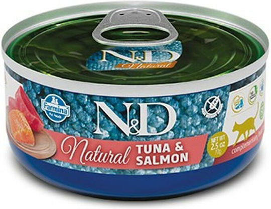 Farmina N&D Natural Wet Food for Adult Cats in Cans with Salmon and Tuna Gluten-Free 140gr