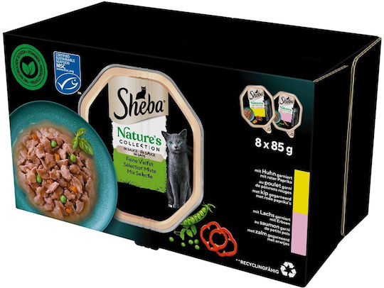 Sheba Nature's Collection Mix Wet Food for Adult Cats in Pouches with Salmon Gluten-Free 85gr