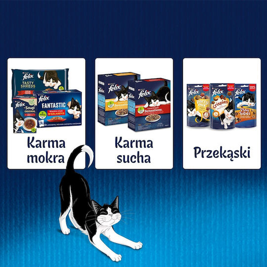 Felix Wet Cat Food for Adult Cats in Pouches with Beef and Chicken 4x85gr