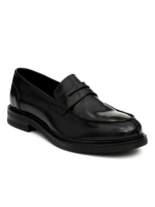 Perlamoda Men's Leather Loafers Black