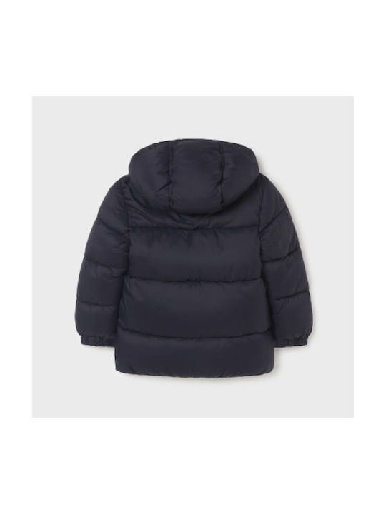 Mayoral Kids Quilted Jacket Short with Hood Navy Blue