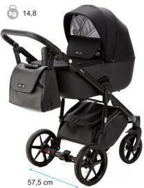 Adamex Nola Standard Ρυθμιζόμενο Καρότσι 2 σε 1 Μαύρο 14.8kg