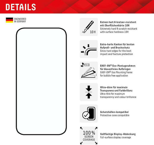 Displex Full Face Tempered Glass Μαύρο (iPhone 15 Plus / 16 Plus)