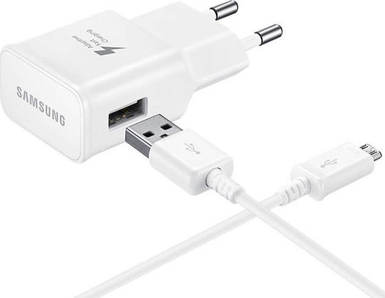 Samsung Charger with USB-A Port and Cable micro USB 15W Whites (OOB Bulk)