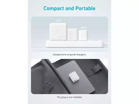 Anker Ladegerät mit USB-A Anschluss und USB-C Anschluss und Kabel USB-C - USB-C 20W Weißs (B2348321)