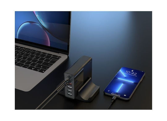 Devia Βάση Φόρτισης με 4 Θύρες USB-A και 2 Θύρες USB-C 75W Power Delivery σε Μαύρο χρώμα (DVCH-359446)