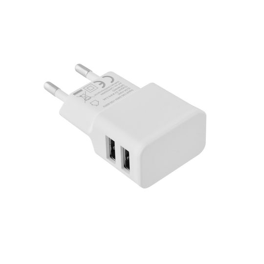 Lamtech Φορτιστής Χωρίς Καλώδιο με 2 Θύρες USB-A Λευκός (LAM020694)