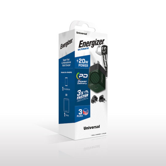 Energizer GaN Wireless Charger with USB-C Port 20W Power Delivery Green