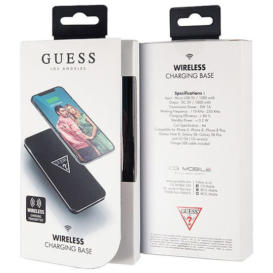 Guess Încărcător Wireless (Qi Pad) și Cablu micro USB 5W Negruς (GUWCP850TLBK)