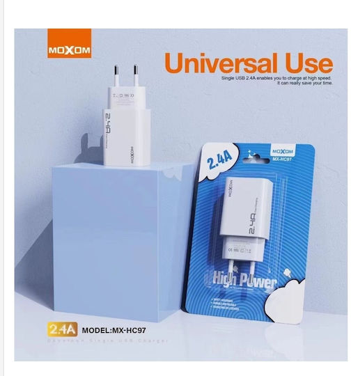 Moxom Charger Without Cable with USB-A Port Whites (MX-HC97)