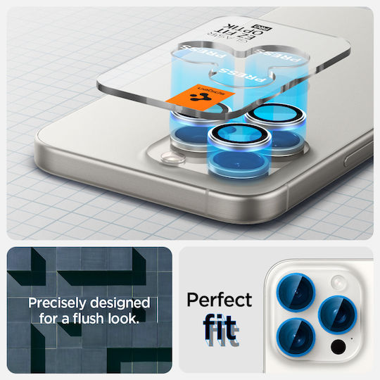 Spigen Optik Pro EZ Fit Camera Protection Tempered Glass White for the iPhone 15 Pro Max, 15 Pro, 14 Pro Max, 14 Pro