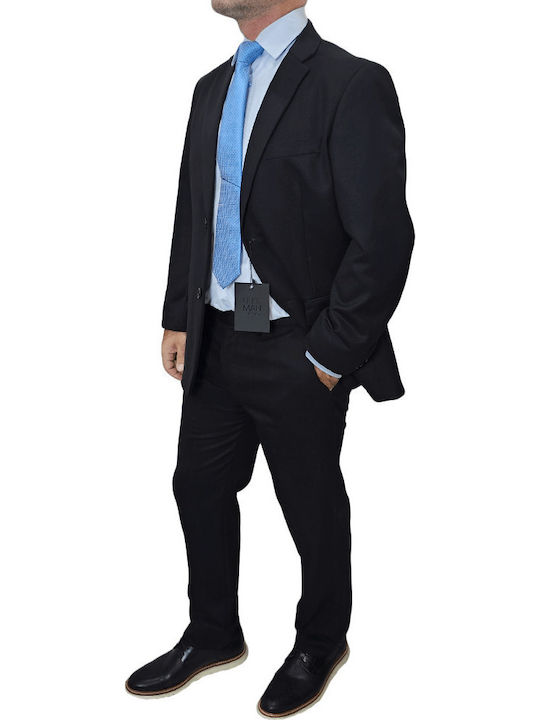 Winter Men's Suit with Slim Fit Black