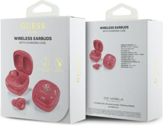 Guess 4G Logo Mini In ear Bluetooth хендсфри Слушалки с Кутийка за Зареждане Розов