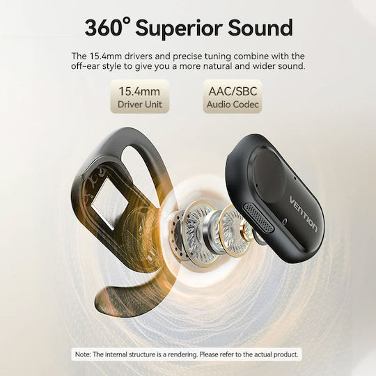 Vention OpenBeat O11 Open Ear Bluetooth Handsfree Ακουστικά με Αντοχή στον Ιδρώτα και Θήκη Φόρτισης Μαύρα